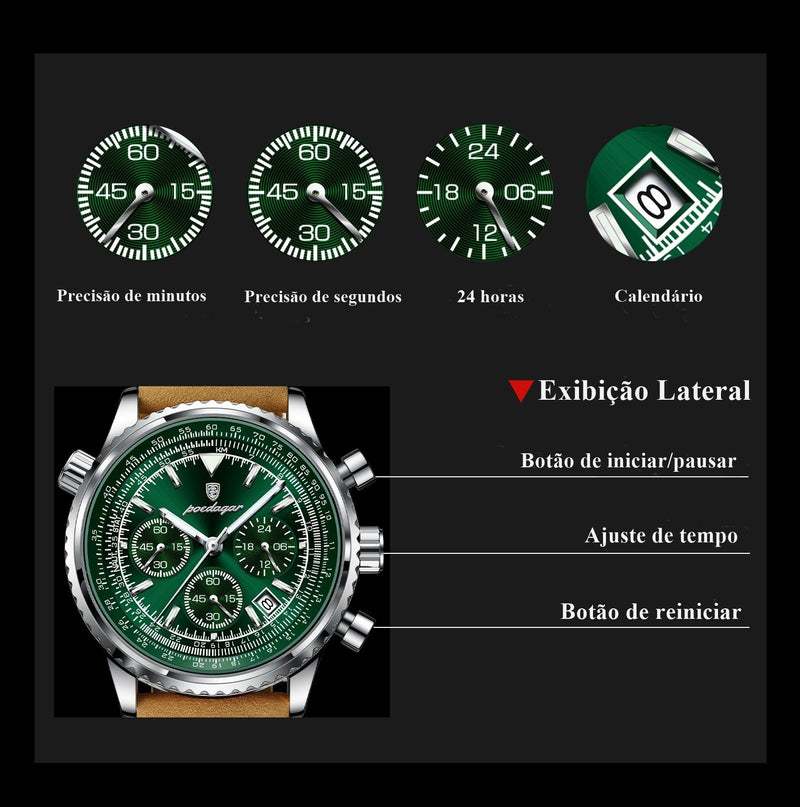 POEDAGAR Titanium Chrono Relógio Masculino de Luxo